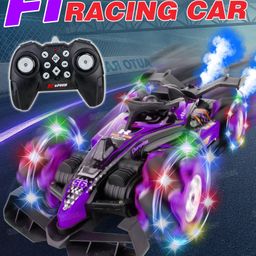 Fiddlerz Remote Control Car for Kids with Double Mist Spray Action Flashing Lights with Mecanum Wheels Rechargeable RC Car for Boys and Girls 3 Years+ (Purple)-20