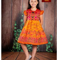 Bhartiya Paridhan Silk Woven Half Sleeves Plated Ethnic Dress With Embroidery - Yellow-picture-29