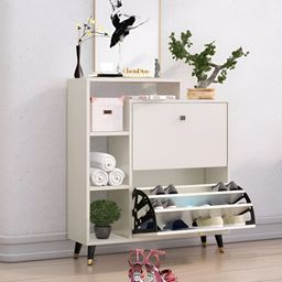 HEXA RED White 4-Layers Engineered Wood Sturdy & Stylish Shoe Rack-7