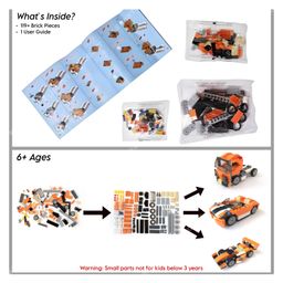 Elecart 3 in 1 Architect Series Highway Cruiser Building Block Toy Set Educational DIY Toys - Orange image 3