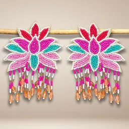 UnfoldSelf Artificial Beads Floral Shaped Drop Earrings-image-11