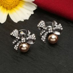 YouBella Silver-Plated Contemporary Stone Studded Studs-32