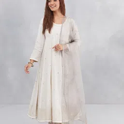 Fabindia Floral Embroidered Dupatta With Sequinned-picture-14