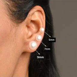 Clara 92.5 Sterling Silver Rhodium-Plated Real White Pearl 7 mm Stud Earrings for Women & Girls-image-57