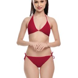 FIMS Maroon Plain Bra Panty Set-image-15