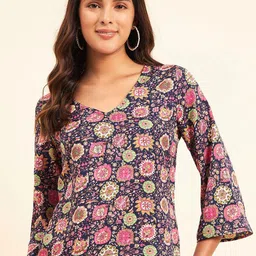 NEESH Print Mandarin Collar Top-image-6