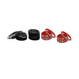 Women Set Of 2 Black & Multi Glass Artificial Stones Bangles-image-76
