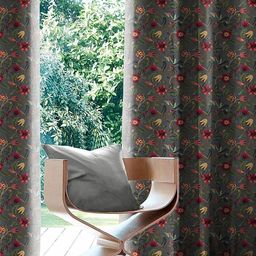 Myntra Elegant Homes Grey Set of 2 Floral Black Out Door Curtain-picture-5