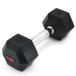 RUBX FITNESS Rubber Encased Solid Hex Dumbbell Single Piece (One Dumbbell Only) (6 KG SINGLE PIECE)-image-47