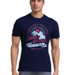 Parx Blue Regular Fit Graphic Print T-Shirt-image-38