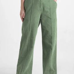 Only Green Cotton Relaxed Fit High Rise Pants-image-79