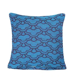 KLOTTHE Blue Set of 5 Self Design Square Cushion Covers image 4