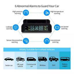 DHUNIKART 0-6 Bar Solar Tyre Pressure Monitoring System with 4 Internal Sensor, D260 image 3