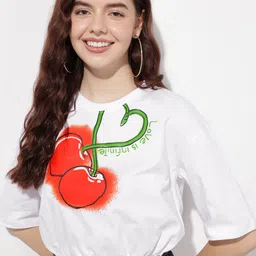 DressBerry Porcelain White Truly Tropical Cinched Drama T-shirt-image-41