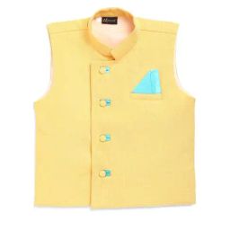 AJ Dezines Kids Yellow Regular Fit Waistcoat-image-30