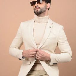 Crimsoune Club Beige Regular Fit Plain Blazer-image-50