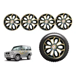 Auto Pearl gDC43_R Press Type Car Wheel Cover with Retention Ring 381 mm(15 Inch) Glossy Gold, Black for Tata Sumo (Set of 4)-picture-27
