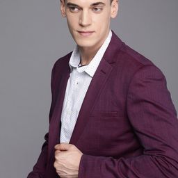Louis Philippe Sport Men Maroon Self Design Super Slim Fit Single-Breasted Casual Blazer-picture-15
