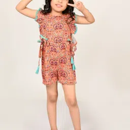 Lil Drama Kids Peach Floral Print Jumpsuit-picture-47