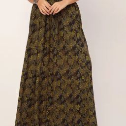 Moomaya Black & Yellow Printed Skirt-image-73