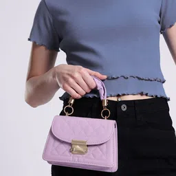 DressBerry Structured Quilted Satchel Bag-46
