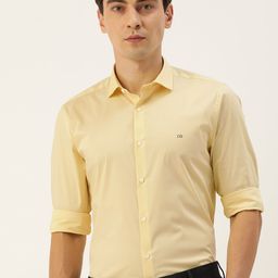 Peter England Men Yellow Solid Tailored Fit Formal Shirt-image-40