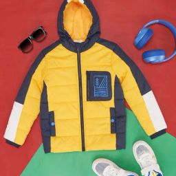 Pantaloons Junior Yellow & Grey Printed Full Sleeves Jacket-picture-39