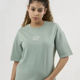 DCYPHR Graphic Printed Drop-Shoulder Sleeves Oversized Cotton T-shirt-image-81
