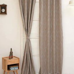 Ariana Jaen Textured Rust Polyester 9 ft Long Door Curtain - Set of 1-52