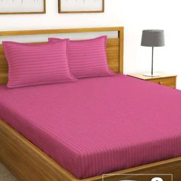 Bianca Hilton Pink Cotton 210 TC King Bedsheet with Pillow Cover and Pillow-image-55
