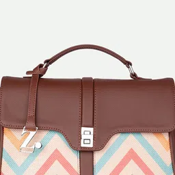 ZOUK WavBeach Nessa Geometric Printed Structured Jute Satchel image 4