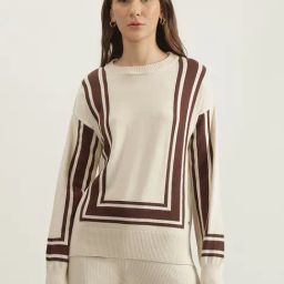 Elle Cream Cotton Solid Sweater-picture-32