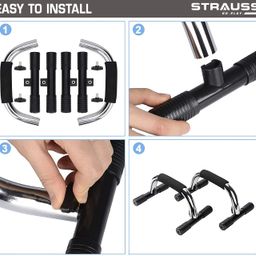 Strauss Push-Up Bar, Pair | Comes with PVC Bracket for Non-Slip & Sturdy Exercise at Home or Gym | Padded and Angled Grip Push-Up Stands for Men & Women Exercise, (Black) image 5