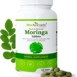 Attar Ayurveda Moringa Tablets 120 Tablets, 500 mg each | Drumstick Leaf Tablets | Pure and Natural, Highly Nutritious image 1