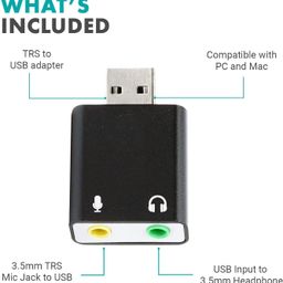 DEVICE OF URBAN INFOTECH USB Sound Card External Stereo Audio Adapter Interface with 3.5 mm Microphone and Headset Jack Sound Card for Laptop PC Mac Linux Studio Recording image 2