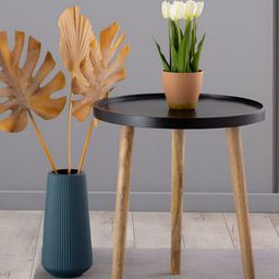 Metalsmith Black Wooden Round Bedside Table-25