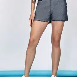 PUELLA Women Regular Fit Mid-Rise Denim Shorts-picture-24