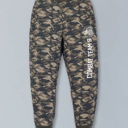 Plum Tree Seamless Camouflage & Combat Team Text Placement Printed Track Pant - Green-image-19