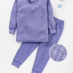 Bodycare Cotton Full Sleeves Anitbacterial Thermal Inner Wear Set - Blue-image-5