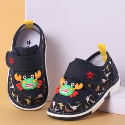Cute Walk by Babyhug Musical Velcro Closure Casual Shoes with Crab Applique - Navy Blue-picture-2