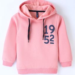 Little Kangaroos Full Sleeves Fleece Cotton Hoodie with Numbers Print - Onion Pink-image-91
