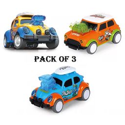 Enorme Push and Go Jumping Dancing Toy Friction Powered Car Vehicle with Jumping Bonnet For Kids - Pack of 3-16