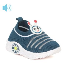 Lil Lollipop Striped Designed & Patch Detailed Musical Booties - Navy Blue-image-8