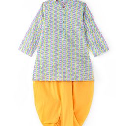 Babyhug Cotton Woven Full Sleeves Chevron Printed   Kurta & Dhoti Set - Multicolor-image-9