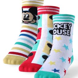 Cute Walk by Babyhug Non Terry Anti Bacterial Ankle Length Socks Mickey Mouse Family Graphics Pack of 3 - Multicolour-image-92