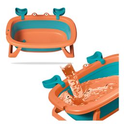 Bembika Baby Bath Tub: Deluxe Foldable Infant Bath Tub for Safe, Stylish, and Comfortable Kids Bath Time - Easy-to-Clean, Portable Folding Bathtub Ensures Joyful Splashes for Your Little One (Orange)-image-34