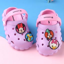 Cute Walk by Babyhug Disney Clogs with Backstrap Minnie Mouse Applique - Purple-image-15