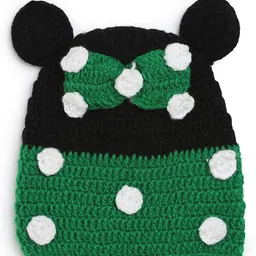MayRa Knits Hand Knitted Crochet Ear Polka Dots & Bow Applique Detailed Cap - Green-picture-10