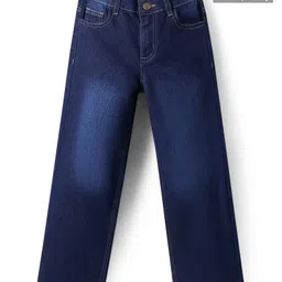 Pine Kids Woven Full Length Solid Washed Denim Jeans - Navy Blue-picture-24