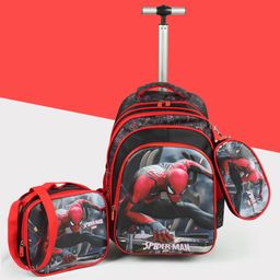 NOVEX Marvel Spider Man 17" Kids Backpack Trolley Bag with Lunch Box Bag & Stationary Pouch / School Bag-picture-11